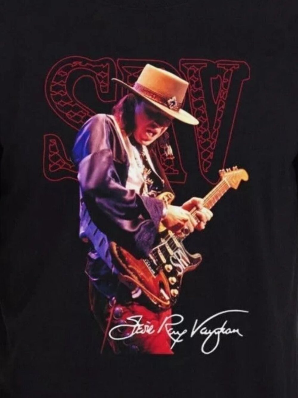 Stevie Ray Vaughan Country Music Tour Unisex Black T-shirt 301 - Picture 2 of 5